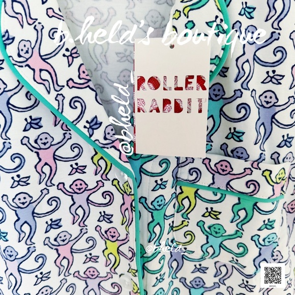 Roller Rabbit Disco Monkey Polo Pajamas in Mermaid Size Small S Brand New NWT - Picture 5 of 14